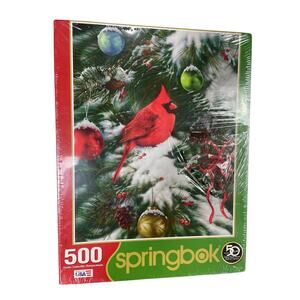 Springbok 500 Piece Puzzle Cardinal Christmas Tree Ornaments Sealed‎ USA Made